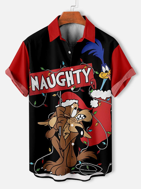 Men's Christmas Cartoon Funny Graphic Short Sleeve Hawaiian Shirt